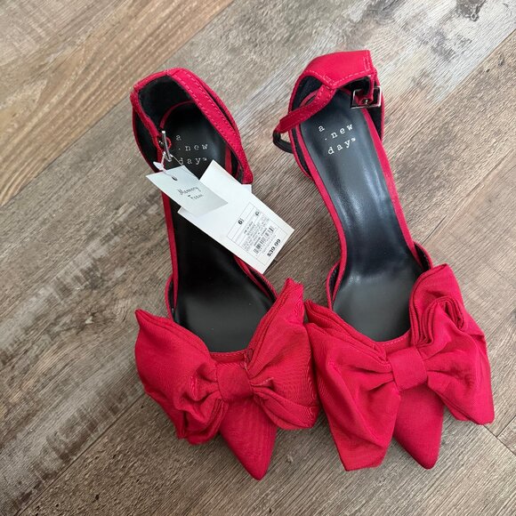 Women's Grace Bow Heels with Memory Foam Insole - A New Day Red 6.5 - Picture 6 of 9